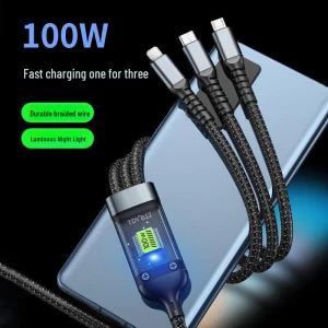 Transparent 3-in-1 Smart Flash Charging Cable, ElectroCN