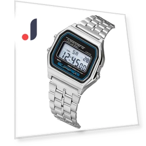 Electronic Watch with Steel Strap and Multicolor LEDs — Bands, AI Supermarket