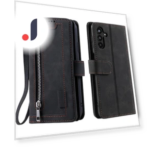 Shockproof PU Leather Phone Case with Zipper Pocket and Stand — Bumpers, Smartwatch 2025