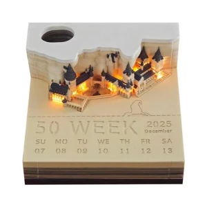 LED Illuminated Castle Desk Calendar 2025 with Touch Switch, Magic Kitchen