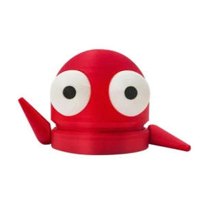 Cartoon Red Piggy Bank Robot with Movable Arm, Kitty Cat House