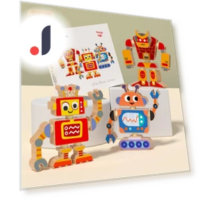 DIY Wooden Robot Building Kit — Educational, Super Go