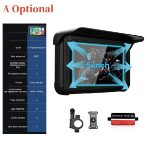 Motorcycle Wireless Carplay Smart Android with Automatic Projection Screen, Driving Recorder with Tire Pressure... — Car Infotainment System, zhishangyoupin