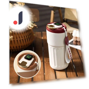 Smart LED Temperature Display Stainless Steel Coffee Mug — Beverage Warmers, Binchi Fitness