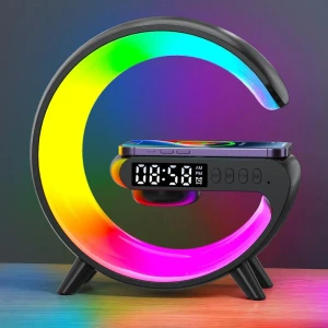 3-in-1 Bluetooth Speaker, Alarm Clock, Wireless Charger, LED Moon Lamp — Desk Lamp, Popular House