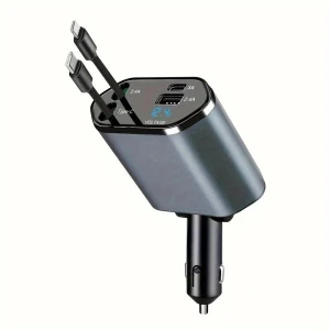 4-in-1 100W PD Fast Car Charger with Built-in Cables — Power Bank, NyPhoenix Auto
