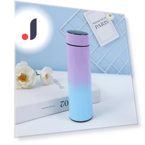 Gradient Color Stainless Steel Smart Insulated Cup — Travel Drinkware, Flowerbouquet