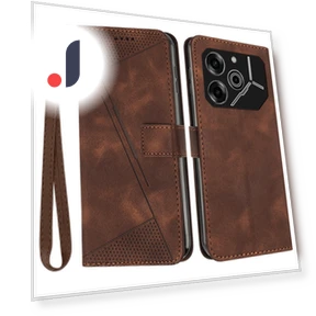 Triangle Imprinted PU Leather Wallet Smartphone Cover — Phone Accessories, Smartwatch 2025