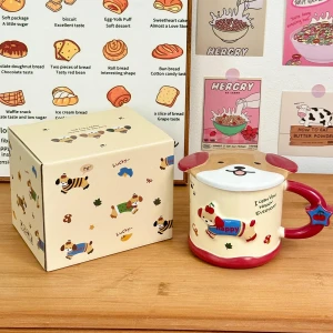 Smart Dachshund Dog Ceramic Cup Mug with Lid, Fashionable bags