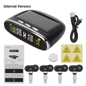 Temperature Alert LCD Display Solar Power TPMS Car Tire Pressure Alarm Monitor System, Home Furnishing Department Mall