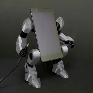 Adjustable Robot Phone Holder with Charging Cable, Ren Bag