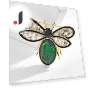Smart Bee Brooch with Green Crystals — Pins & Brooches, To Be