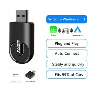 Wireless CarPlay Android Auto Adapter — Car Infotainment System, Kebidumei