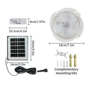 Solar LED Ceiling Light with Remote Control, Build My Home