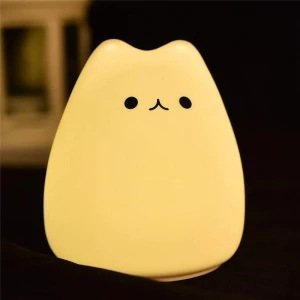 Creative Silicone LED Cat Night Light, Rainbow Rain