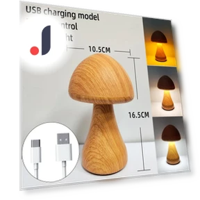 Smart Touch Control LED Wooden Cute Mushroom Night Light — Night Lights, Build My Home