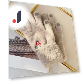 Mitten Snowman Cute Warm Fashionable Gloves with Five Fingers Touch Screen Folded Thickened Knitted Gloves Cold... — Cold Weather Gloves, Female s