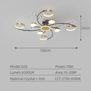 Luxury LED Ceiling Chandelier with Smooth Brightness Adjustment, Seahorse Home