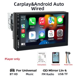 7-inch Car Radio Receiver with Carplay and Android Auto, Auto Launcher