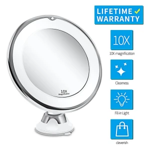 10X Magnifying Mirror with LED Lighting, JOHO