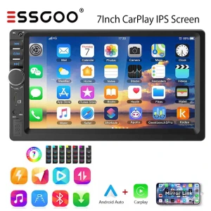 7-inch 2 DIN Car Stereo with Carplay & Android Auto — Car Infotainment System, ESSGOO