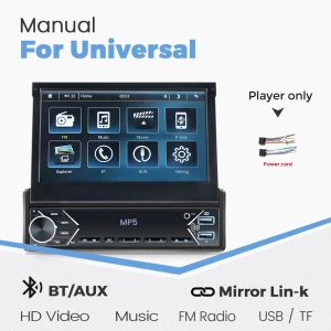 Universal 1 Din MP5 Player with 7 Inch Touch Screen, AutoSphere