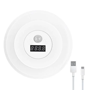 LED Motion Sensor Night Light with Digital Clock, Blackcurrant