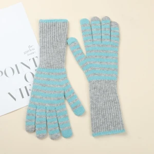 Retro Striped Touchscreen Knit Gloves, Yiran bag