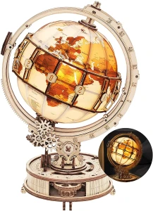 DIY Wooden Globe Night Light Puzzle Kit, Robotime