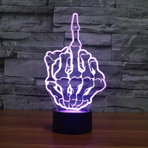 Acrylic LED Night Light with Skull and Hand Design, NobleRot