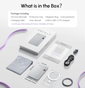 AI Voice Recorder with App Control, Transcription, and Summarization — Translator Device, RECOLX