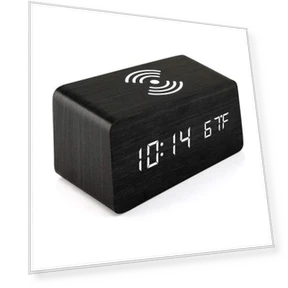 Multifunctional LED Alarm Clock with Wireless Charging Dock and Temperature Display — Alarm, Factory Discount Outlet