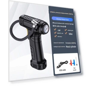 Portable Wireless Car Air Pump with Digital Display and Emergency Light — Inflation Devices, AI Supermarket