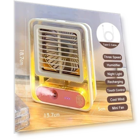 Cool Fan Mini Air Humidifier 2 in 1 with Night Light — Air Moisturizers, VAORLO