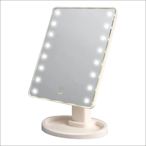 LED Makeup Mirror with 360° Rotation, Touch Control, 16/22 Lights, and Desktop Organizer, GlowEssence