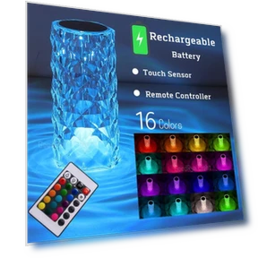 Round Crystal LED Table Lamp with Touch Remote Control — Desk & Table Lighting, Binchi Lighting Appliances