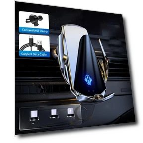 Wireless Car Charger with Automatic Touch Clamp — Dashboard Installation Kits, Optimized General