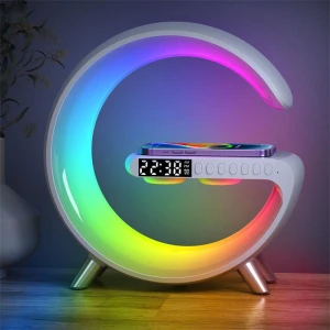 3-in-1 Bluetooth Speaker, Alarm Clock, Wireless Charger with LED Moon Lamp, Melsya