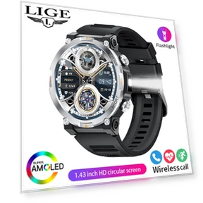 AMOLED Bluetooth Smart Watch with LED Flashlight — Smartwatches, LIGE