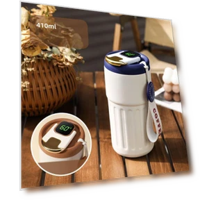 Smart LED Temperature Display Stainless Steel Coffee Mug — Beverage Warmers, Binchi Fitness