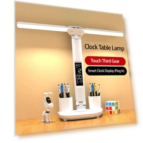 LED Desk Lamp with Foldable Fan and Smart Display Clock — Study & Desk Lighting, TOP-MALL-001