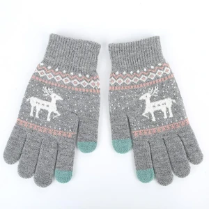 Winter Velvet Gloves with Jacquard Pattern, CrossCart