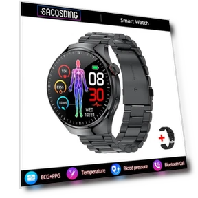 ECG + PPG Smart Watch with Amoled Display — Smartwatches, SACOSDING