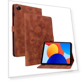 Lily Flower Imprint Card Slots Leather Tablet Cover — Keyboard Cases, Smartwatch 2025
