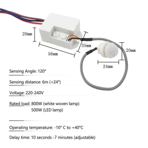 Mini Recessed PIR Ceiling Occupancy Motion Sensor Detector Light Switch, JOHO