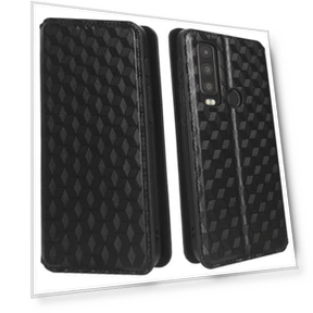 Rhombus Imprinted PU Leather Phone Case Wallet Stand Flip Cover — Flip Cases, Smartwatch 2025