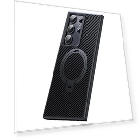 Carbon Fiber Texture Kickstand Protective Cover — Phone Accessories, Smartwatch 2025