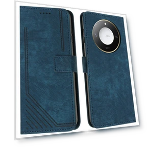 Imprinted Lines Leather Phone Cover with Folding Stand — Phone Accessories, Samrtwatch Bands Straps