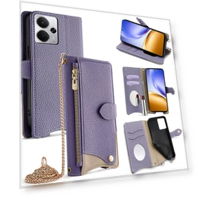 Leather Case Wallet Stand Cover with Chain Strap — Phone Accessories, Smartwatch 2025