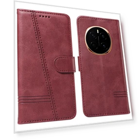 Leather Wallet Phone Case with T-shaped Lines — Basic Cases, Smartwatch 2025